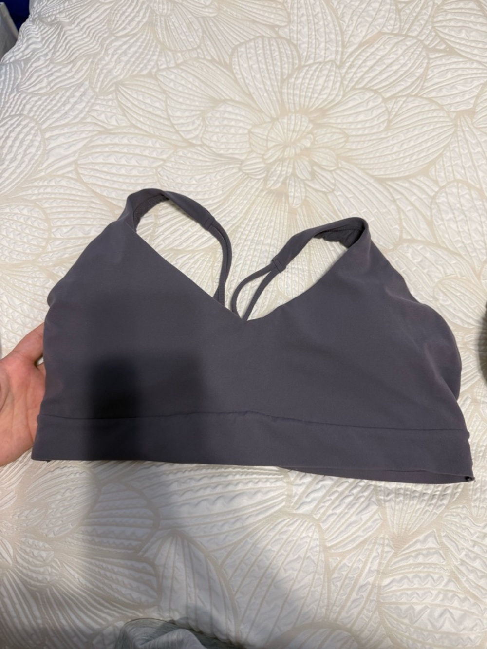 Athleta Charcoal Gray V-Neck Sports Bralette